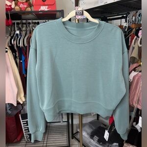 127. Lululemon Perfectly Oversized Cropped Crew *Softstreme™ in Tidewater Teal